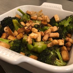 Roasted Broccoli and Crispy Baked Tofu with Maple-Sesame Glaze